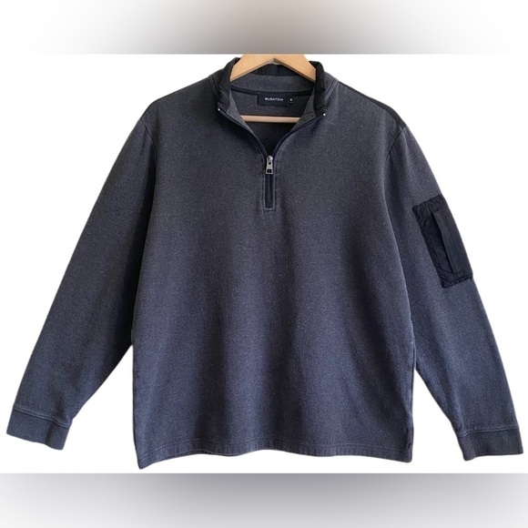 Bugatchi Other - BUGATCHI Men’s Mixed Media Cotton Blend Quarter Zip Pullover Sweatshirt Size M